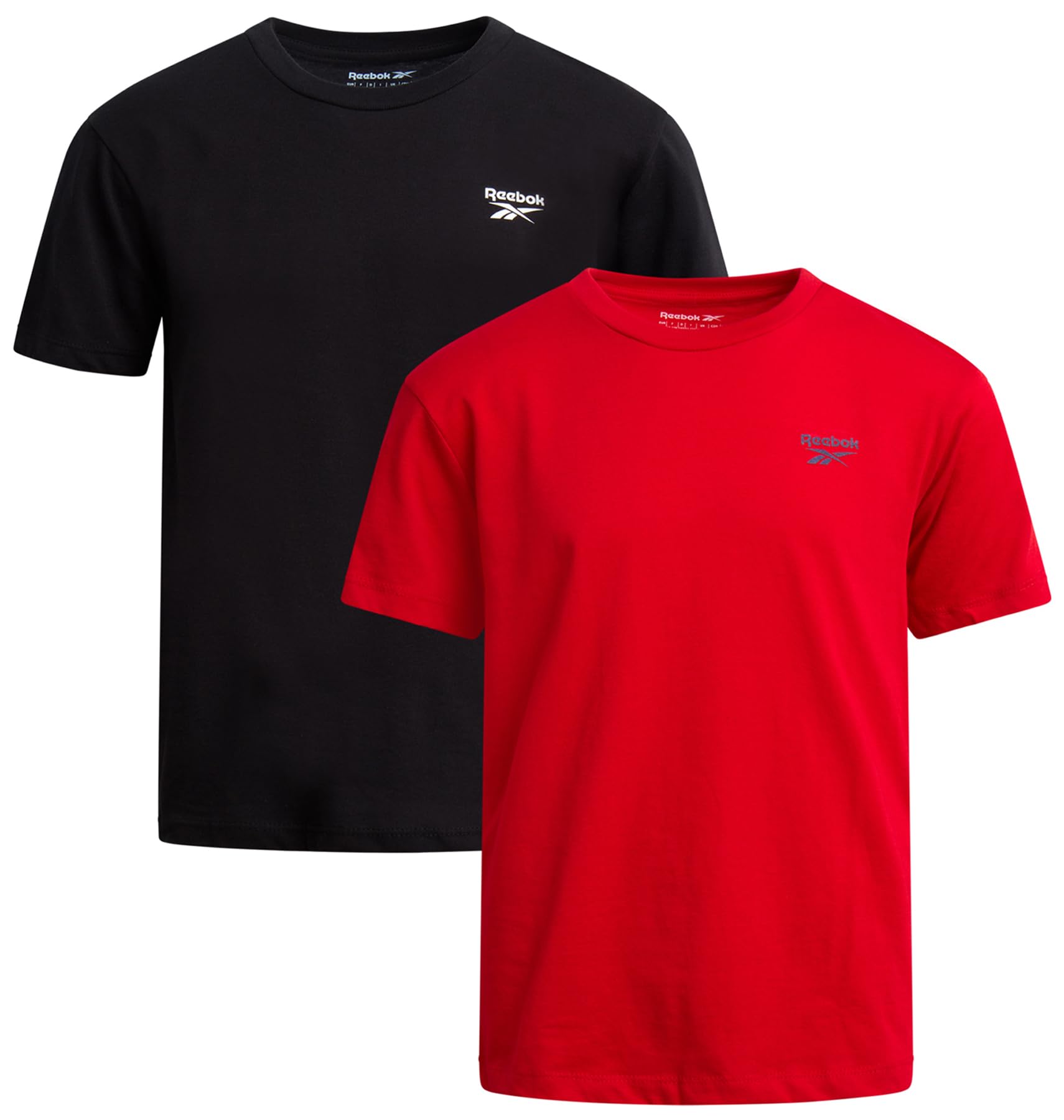 Reebok Boys Shirts - 2 Pack Short Sleeve Logo Cotton T Shirt for Boys - Summer Kids Clothes T-Shirts for School and Play